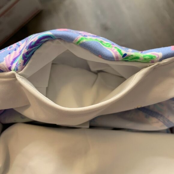 Lilly Pulitzer Luxletic Womens Leggings M Cropped Stretch Blue Ocean Tropical - Picture 6 of 7